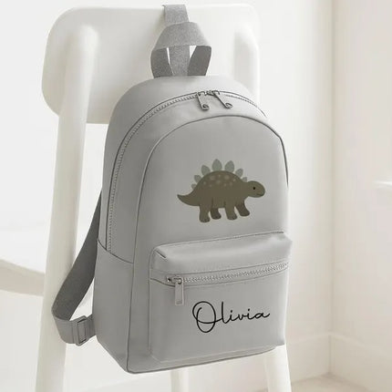 Personalised Name Dinosaur Backpack – Cute Dino Kids Rucksack, School Bag Kids Gift