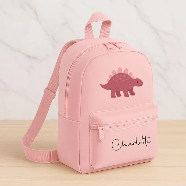 Personalised Name Dinosaur Backpack – Cute Dino Kids Rucksack, School Bag Kids Gift