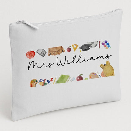 Personalised Back To School Kids Pencil Case, Custom Name Printed School Stationary Organiser, Birthday Gift for Teacher, End of Term Gifts
