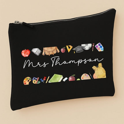 Personalised Back To School Kids Pencil Case, Custom Name Printed School Stationary Organiser, Birthday Gift for Teacher, End of Term Gifts