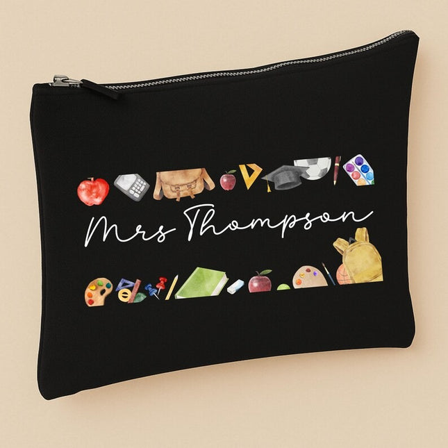 Personalised Back To School Kids Pencil Case, Custom Name Printed School Stationary Organiser, Birthday Gift for Teacher, End of Term Gifts