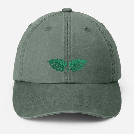 Monstera Tropical Leaf Hat – Embroidered Vintage Baseball Cap, Embroidered Hats