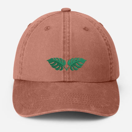 Monstera Tropical Leaf Hat – Embroidered Vintage Baseball Cap, Embroidered Hats