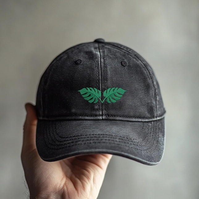 Monstera Tropical Leaf Hat – Embroidered Vintage Baseball Cap, Embroidered Hats