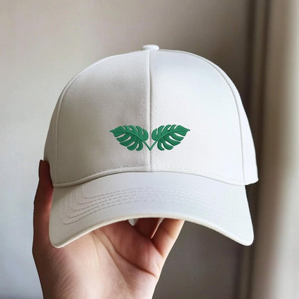 Monstera Tropical Leaf Hat – Embroidered Vintage Baseball Cap, Embroidered Hats