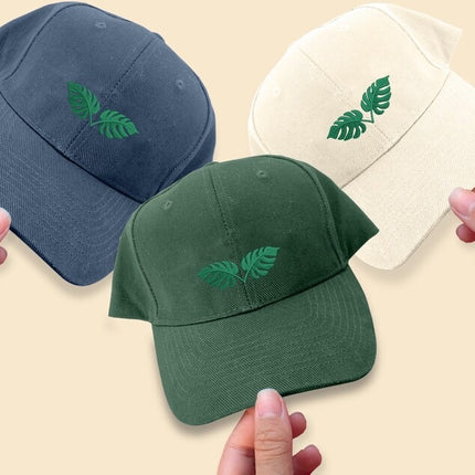 Monstera Tropical Leaf Hat – Embroidered Vintage Baseball Cap, Embroidered Hats