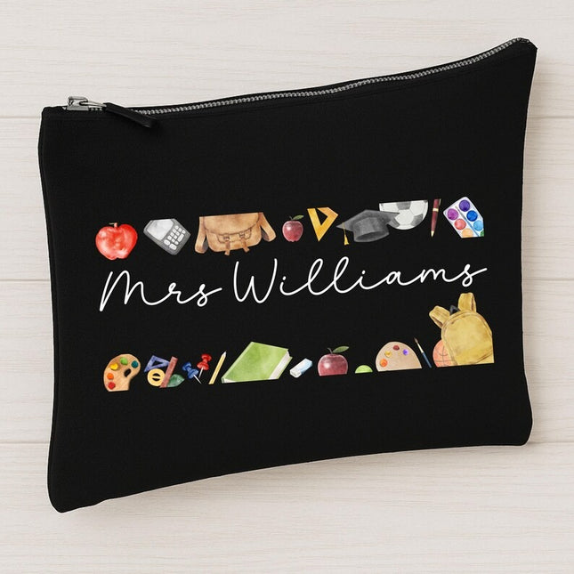 Personalised Back To School Kids Pencil Case, Custom Name Printed School Stationary Organiser, Birthday Gift for Teacher, End of Term Gifts