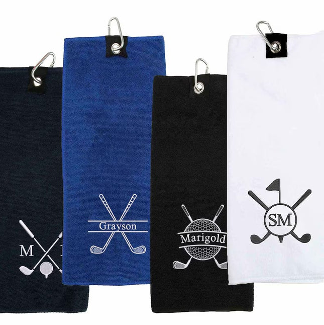 Personalized Embroidered Golf Towels, Custom Monogrammed Golf Towels, Gift for Golfer, Personalized Golf Gift for Dad, Gifts for Golf Lovers