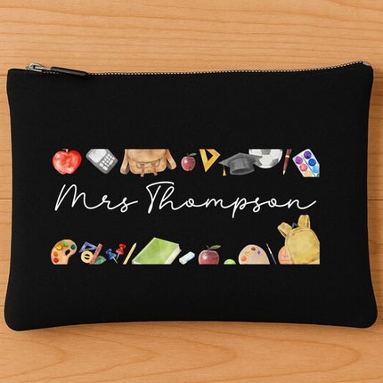 Personalised Back To School Kids Pencil Case, Custom Name Printed School Stationary Organiser, Birthday Gift for Teacher, End of Term Gifts