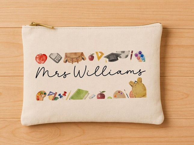 Personalised Back To School Kids Pencil Case, Custom Name Printed School Stationary Organiser, Birthday Gift for Teacher, End of Term Gifts