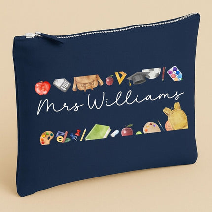 Personalised Back To School Kids Pencil Case, Custom Name Printed School Stationary Organiser, Birthday Gift for Teacher, End of Term Gifts
