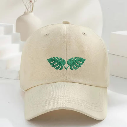 Monstera Tropical Leaf Hat – Embroidered Vintage Baseball Cap, Embroidered Hats