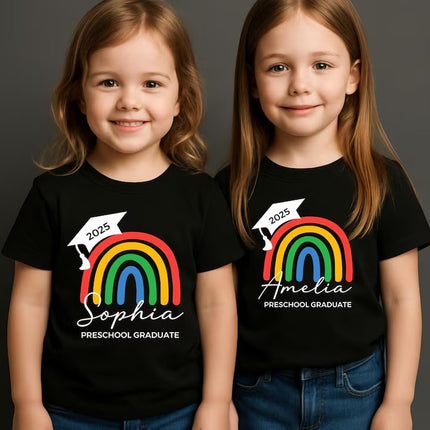 Personalised Kids Preschool Graduation T‑Shirts, Custom Name Nursery Leavers Tees, End of Term Gift, Child Graduation Tops, Gift from Parent