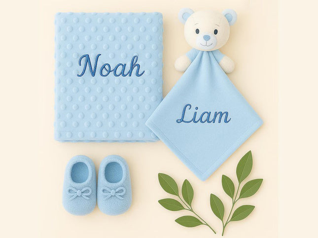Embroidered Blanket Personalised Name Baby Gift – Custom Soft Blanket for Newborn