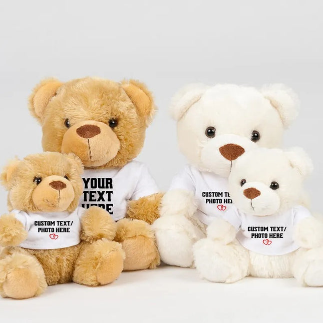 Custom Photo/Text Printed Teddy Bear Shirt – Personalised Teddy Bear Anniversary Gift, Christmas Gifts