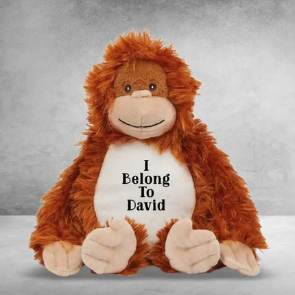 Personalised Orangutan Plush Toy – Custom I Belong to Printed Moneky Teddy for Kids