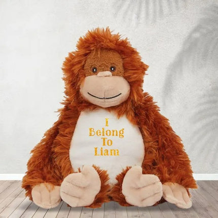 Personalised Orangutan Plush Toy – Custom I Belong to Printed Moneky Teddy for Kids