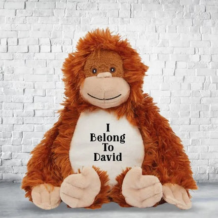 Personalised Orangutan Plush Toy – Custom I Belong to Printed Moneky Teddy for Kids