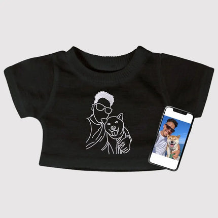 Custom Photo Portrait Teddy Bears Shirt – Embroidered Outline Sketch on Teddy Top