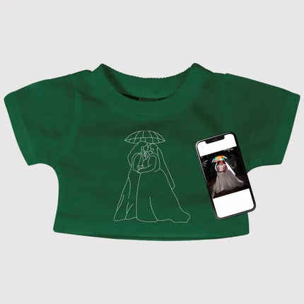 Custom Photo Portrait Teddy Bears Shirt – Embroidered Outline Sketch on Teddy Top