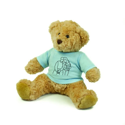 Custom Photo Portrait Teddy Bears Shirt – Embroidered Outline Sketch on Teddy Top