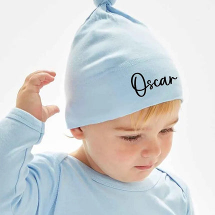 Personalised Printed Baby Hat with Name – Custom Beanie Hat Baby Shower Gift