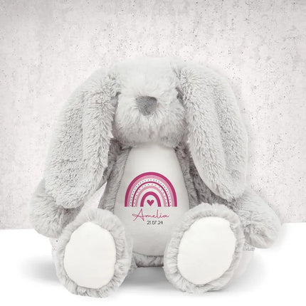 Personalised Baby Soft Bunny Toy –&nbsp; Custom Name/Date New Born Baby Gifts