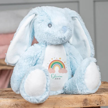 Personalised Baby Soft Bunny Toy –&nbsp; Custom Name/Date New Born Baby Gifts