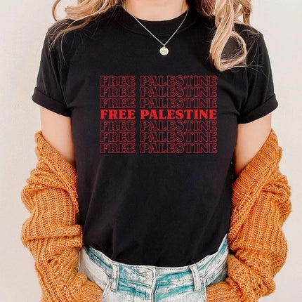 Retro Palestine Printed T-Shirt – Palestine Crewneck Matching Tops