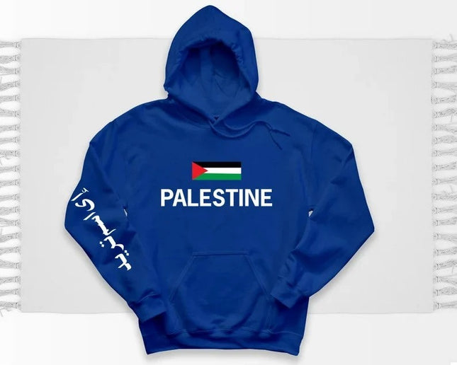 Palestine Arabic Flag Hoodie – Custom Name Printed Long Sleeve Hoodie