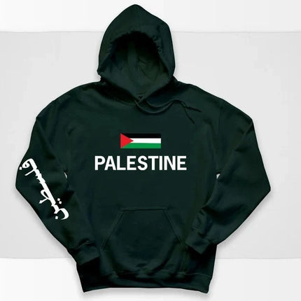 Palestine Arabic Flag Hoodie – Custom Name Printed Long Sleeve Hoodie