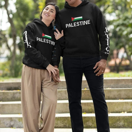 Palestine Arabic Flag Hoodie – Custom Name Printed Long Sleeve Hoodie