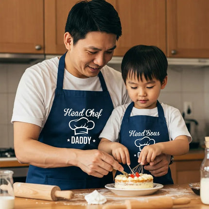 Personalized Father & Kid Matching Cooking Aprons for Family
