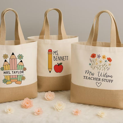 Personalized Teacher Tote Bag with Custom Name Print– Graduation Gift