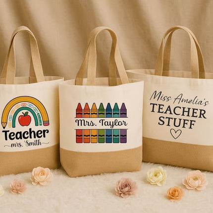 Personalized Teacher Tote Bag with Custom Name Print– Graduation Gift