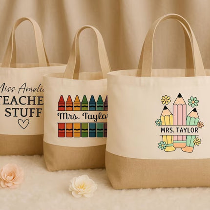 Personalized Teacher Tote Bag with Custom Name Print– Graduation Gift