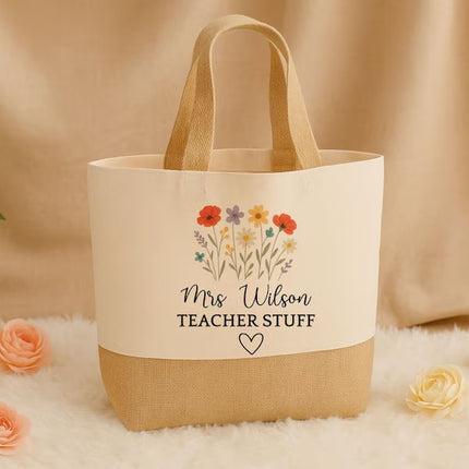 Personalized Teacher Tote Bag with Custom Name Print– Graduation Gift
