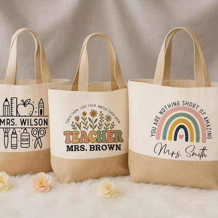 Personalized Teacher Tote Bag with Custom Name Print– Graduation Gift