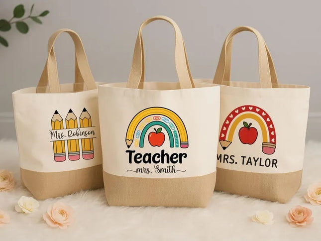 Personalized Teacher Tote Bag with Custom Name Print– Graduation Gift