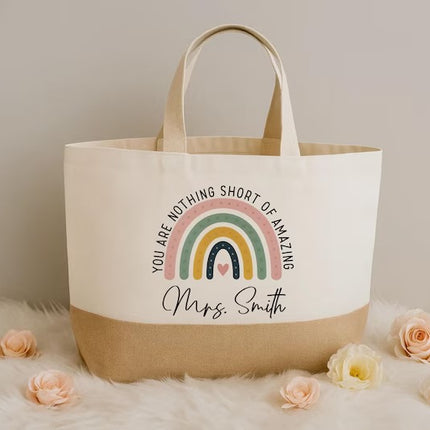Personalized Teacher Tote Bag with Custom Name Print– Graduation Gift