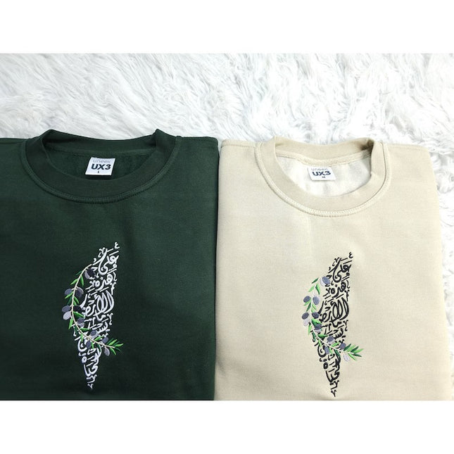 Embroidered Palestine Map Jumper – Palestine Arabic Style Unisex Top