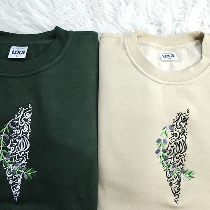 Embroidered Palestine Map Jumper – Palestine Arabic Style Unisex Top