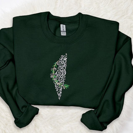 Embroidered Palestine Map Jumper – Palestine Arabic Style Unisex Top