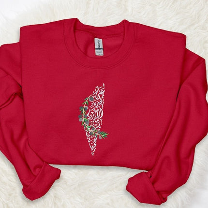 Embroidered Palestine Map Jumper – Palestine Arabic Style Unisex Top
