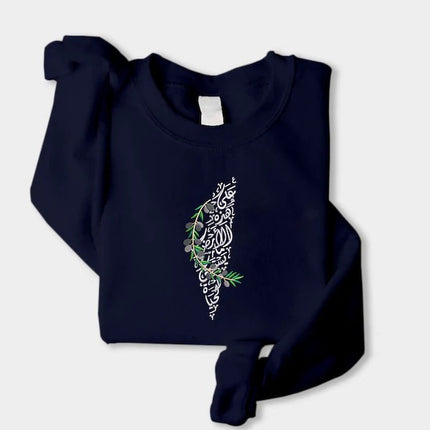 Embroidered Palestine Map Jumper – Palestine Arabic Style Unisex Top