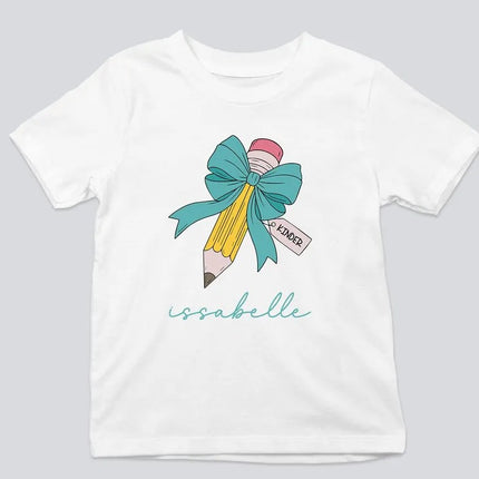 Personalized Back to School Pencil Bow Shirt for Girls with Name