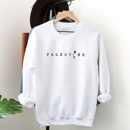 Palestine Map Printed Pullover Sweatshirt – Adults/Kids Sizes Crewneck Jumper