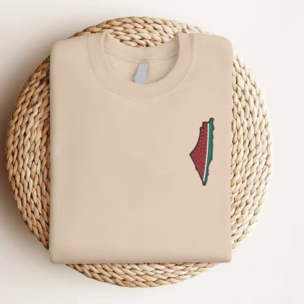 Embroidered Palestine Map Watermelon Unisex Jumper Palestine Clothing