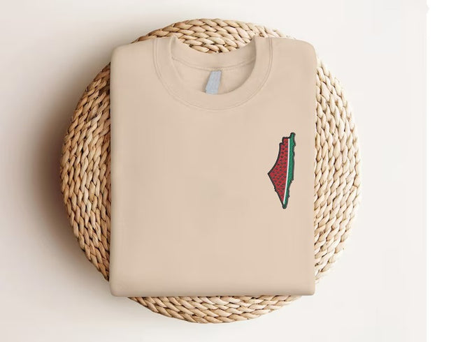 Embroidered Palestine Map Watermelon Unisex Jumper Palestine Clothing