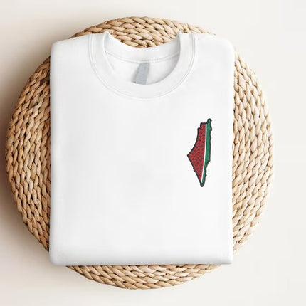 Embroidered Palestine Map Watermelon Unisex Jumper Palestine Clothing